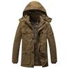 New Winter Men's Jacket with Velvet and Thickening Hooded Washable Cold-proof Men's Clothing