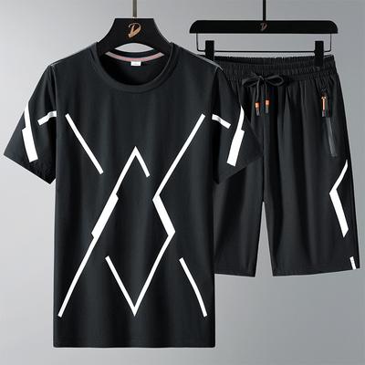 Мужской комплект футболок, большие размеры 6XL, 7XL, 8XL, шорты, футболка, костюм, большие размеры, черные футболки с короткими рукавами, летняя мода, свободные