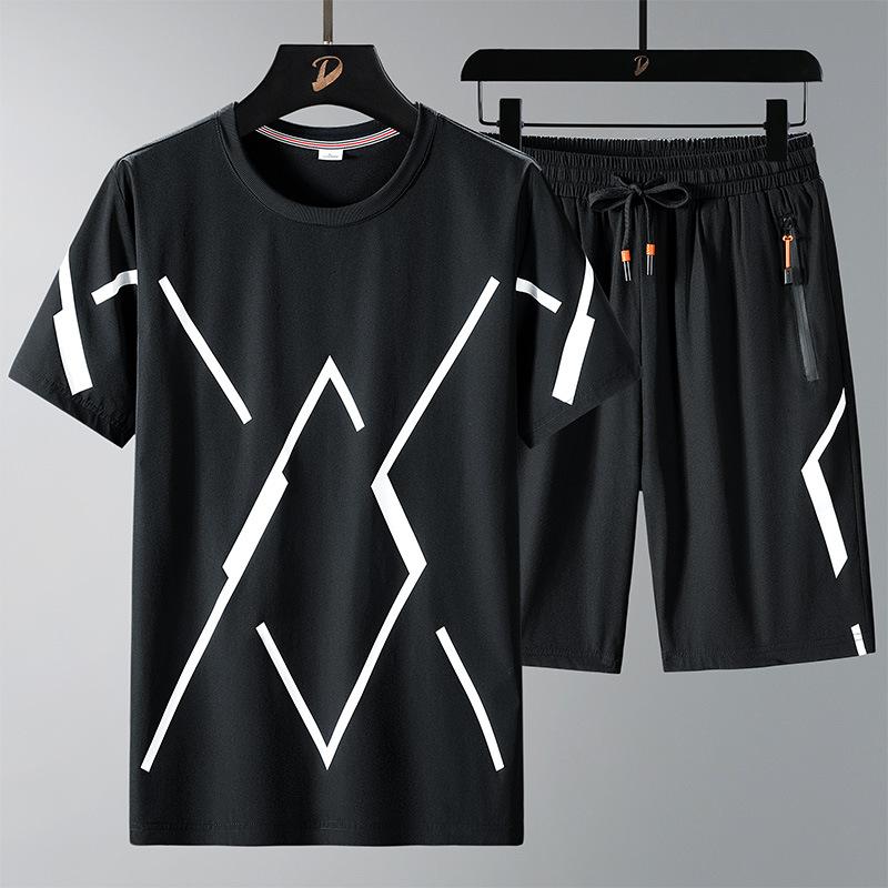 Мужской комплект футболок, большие размеры 6XL, 7XL, 8XL, шорты, футболка, костюм, большие размеры, черные футболки с короткими рукавами, летняя мода, свободные