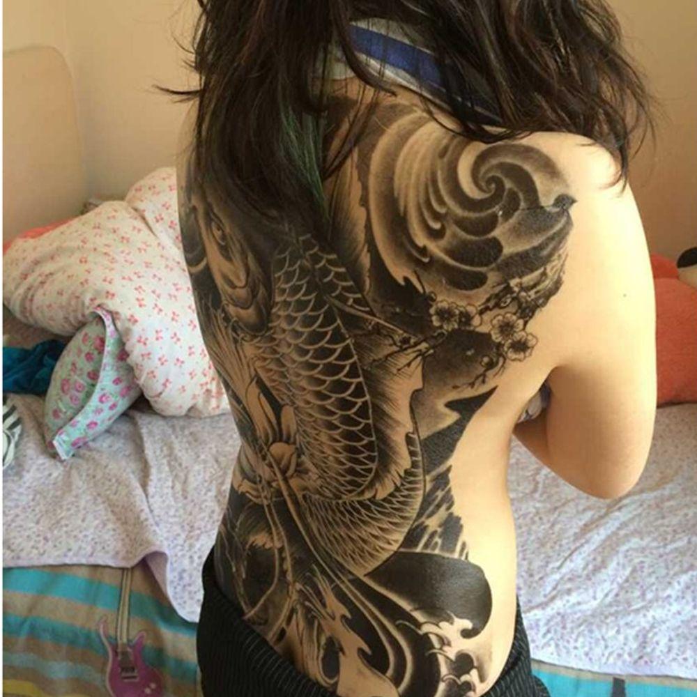 Перевод Водонепроницаемая наклейка Тигр Дракон Наклейки тату на всю спину Временная татуировка Наклейка тату