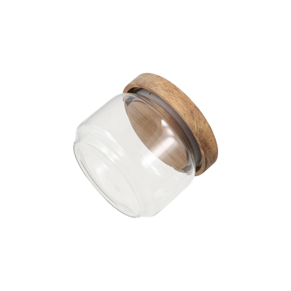 Многофункциональная деревянная крышка, стеклянная банка для хранения продуктов, кофейные зерна, сгущенный кухонный контейнер, круглый прозрачный герметичный контейнер для сахара