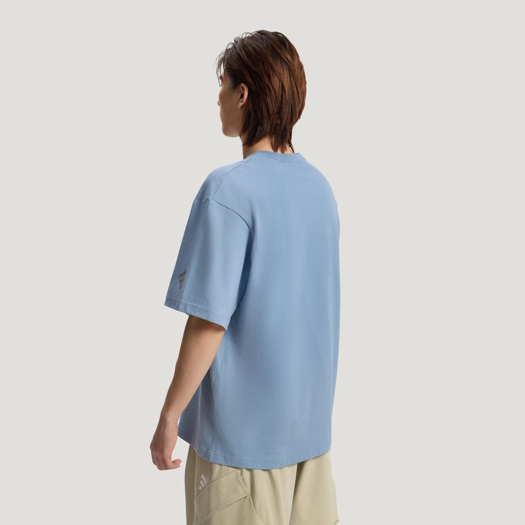 Adidas T Shirts Men's Texture Blue Crew Neck