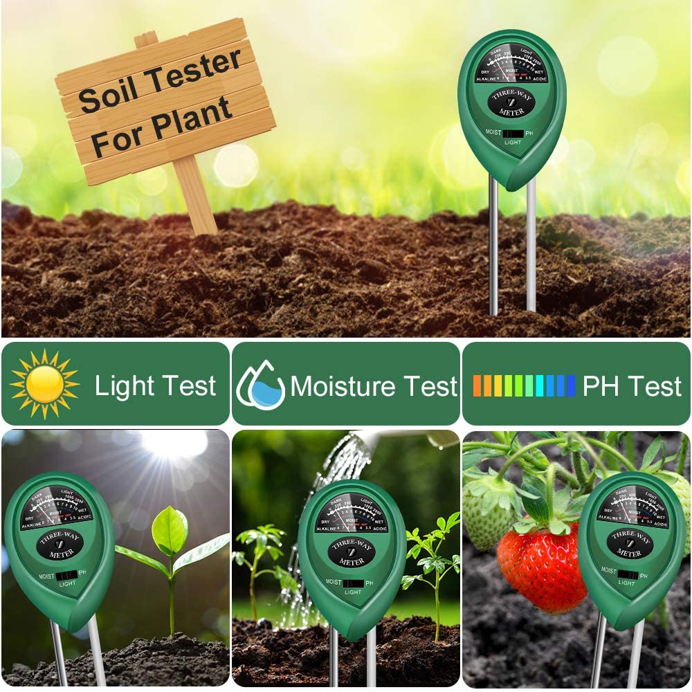 3 In1 Soil Water Moisture PH Meter Acidity Humidity Sunlight PH Test Garden Flowers Moist Tester Testing Instrument YSX