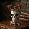 Halloween Table Centerpiece Gothic Skull Vase, Spooky Resin Head Statue, Distressed Crafts Retro Flower Vessel for Home Shelf Mantel Decor Unique Gift