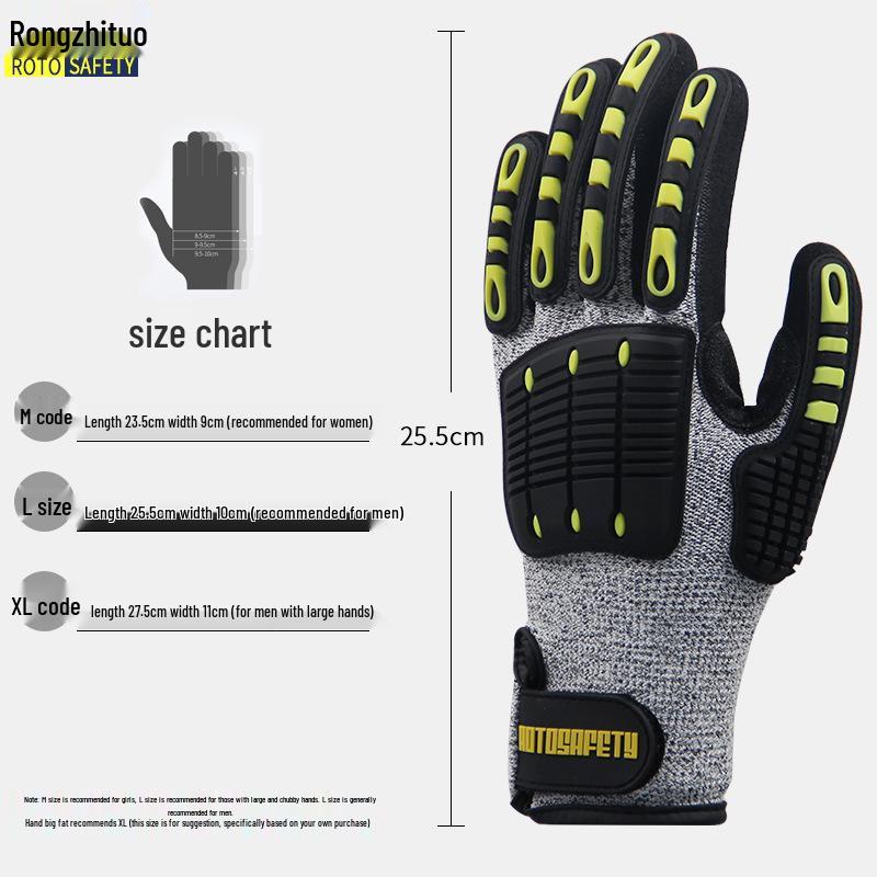 Level 5 Cut-Resistant TPR Anti-Impact Gloves: Non-Slip, Wear & Puncture Resistant for Petroleum, Mining, Heavy Industry.