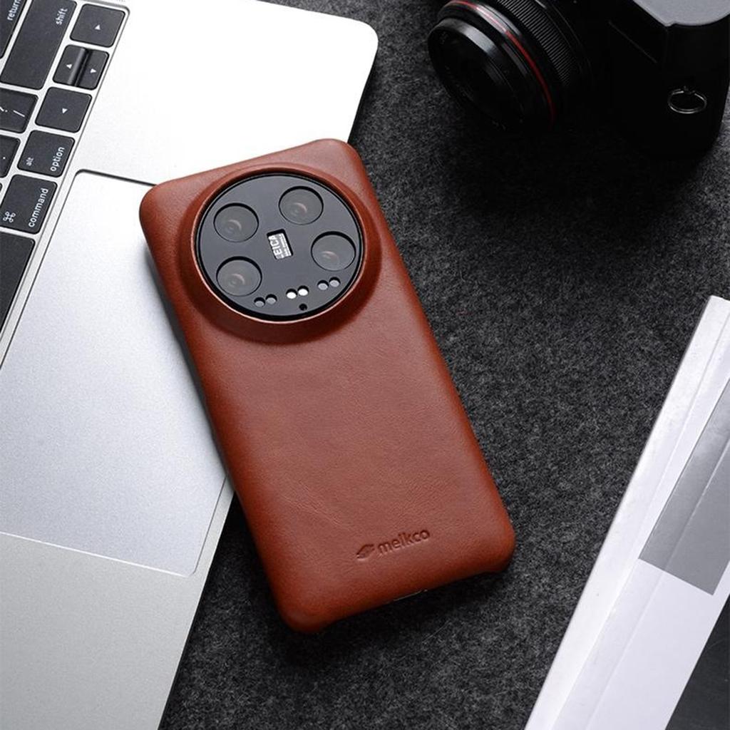 MELKCO Чехол для Xiaomi 14 Ultra Вощеный Натуральная Коровья Кожа ПК Задняя Крышка для Телефона