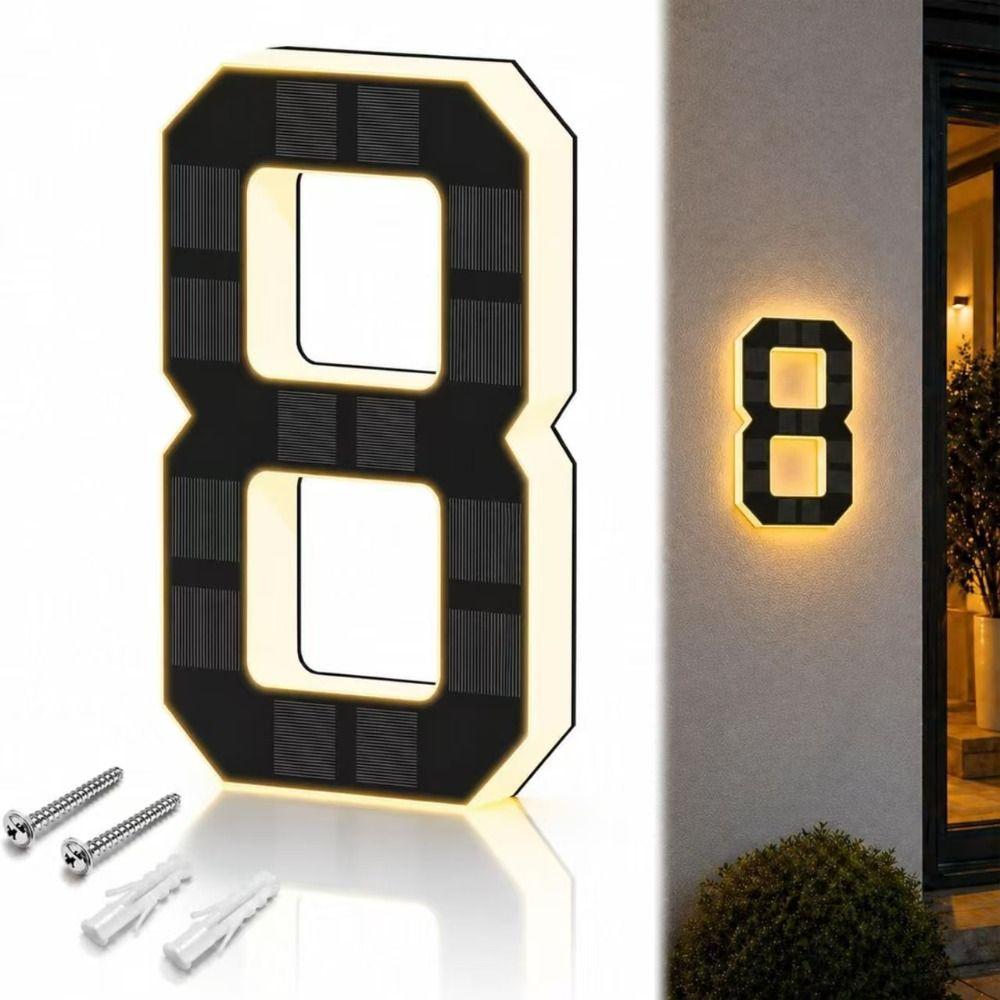 IP44 Waterproof Solar House Numbers 6.7 Inch Size Lighted House Numbers Outdoor Use