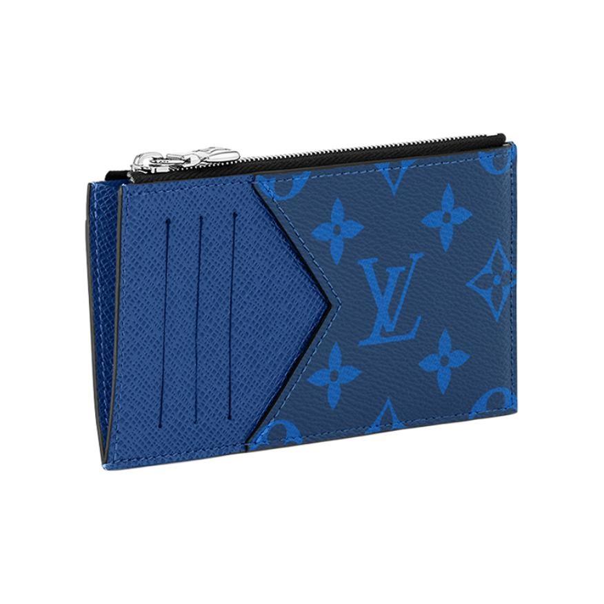 Louis Vuitton Кошелек для карт Coin Classic Monogram Pacific с покрытием из канваса Мужские кошельки Синий M30270