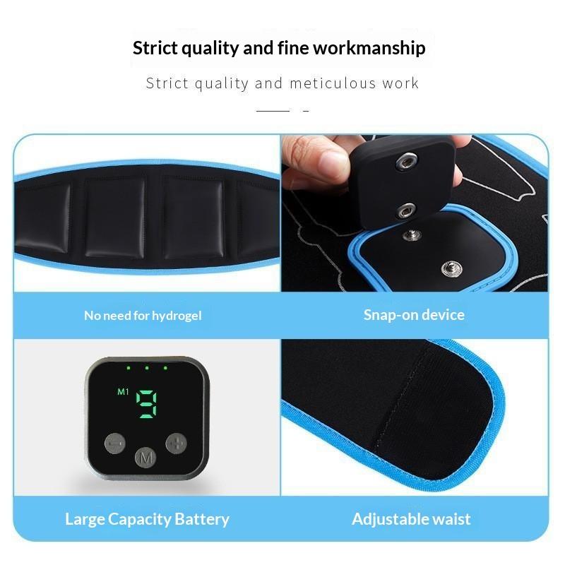 EMS Abdominal Muscle Toning Belt Electric Stimulator Rechargeable Portable Toner for Home Gym 