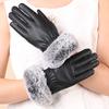 Warm Gloves for Winter Touch Screen Rabbit Hair PU Leather Women's Gloves for Outdoor Riding Driving Cold Winter Gloves
