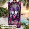 Gnome Theme Beach Towel Personalized Custom Name & Text Soft Quick Dry Beach Towel for Swimming Travel