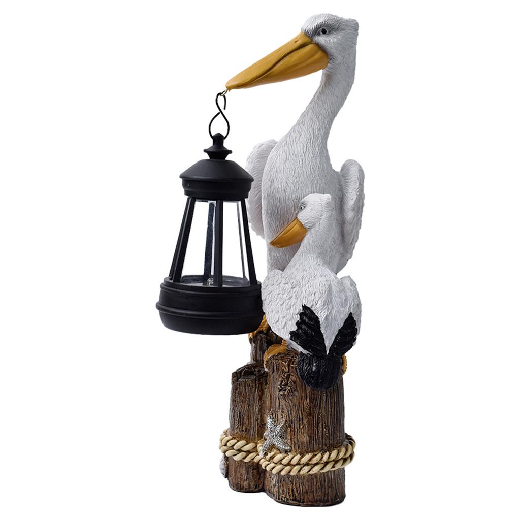 Seagull Or Pelican Garden Bird Statue with Solar Light Cute Sculpture Lamp Ocean Bird Art Ornament for Lawn Decor Women Mom Gift