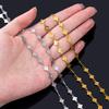 1M Stainless Steel Printed Dot Striped Square Necklace Chain Geometry Link Chains DIY Bracelet Accessory Jewelry Making Supplies