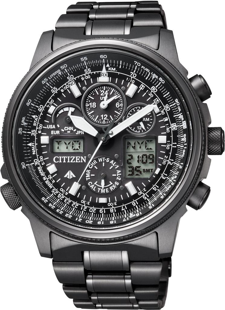Часы Citizen Promaster Sky Series JetSetter Хронограф Черные Eco-Drive Радиоуправляемые, JY8025-59E, Мужские,