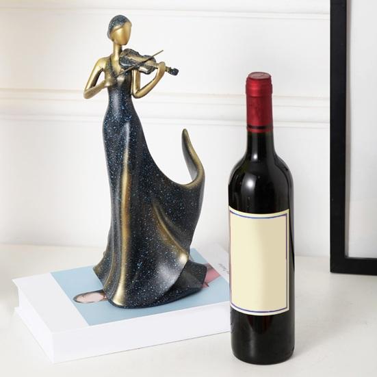 Violin Player Wine Bottle Holder Female Violinist Musician Beer Bottle Display Stand Organizer Rack Home Kitchen Bar Dining Table Desktop Decoration