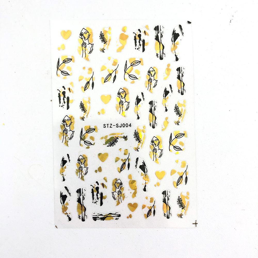 Abstract Line DIY Nail Stickers for Women Girls Nail Art Decorations Rose Gold Spring 3D Sliders for Manicure Nail Polish Decals