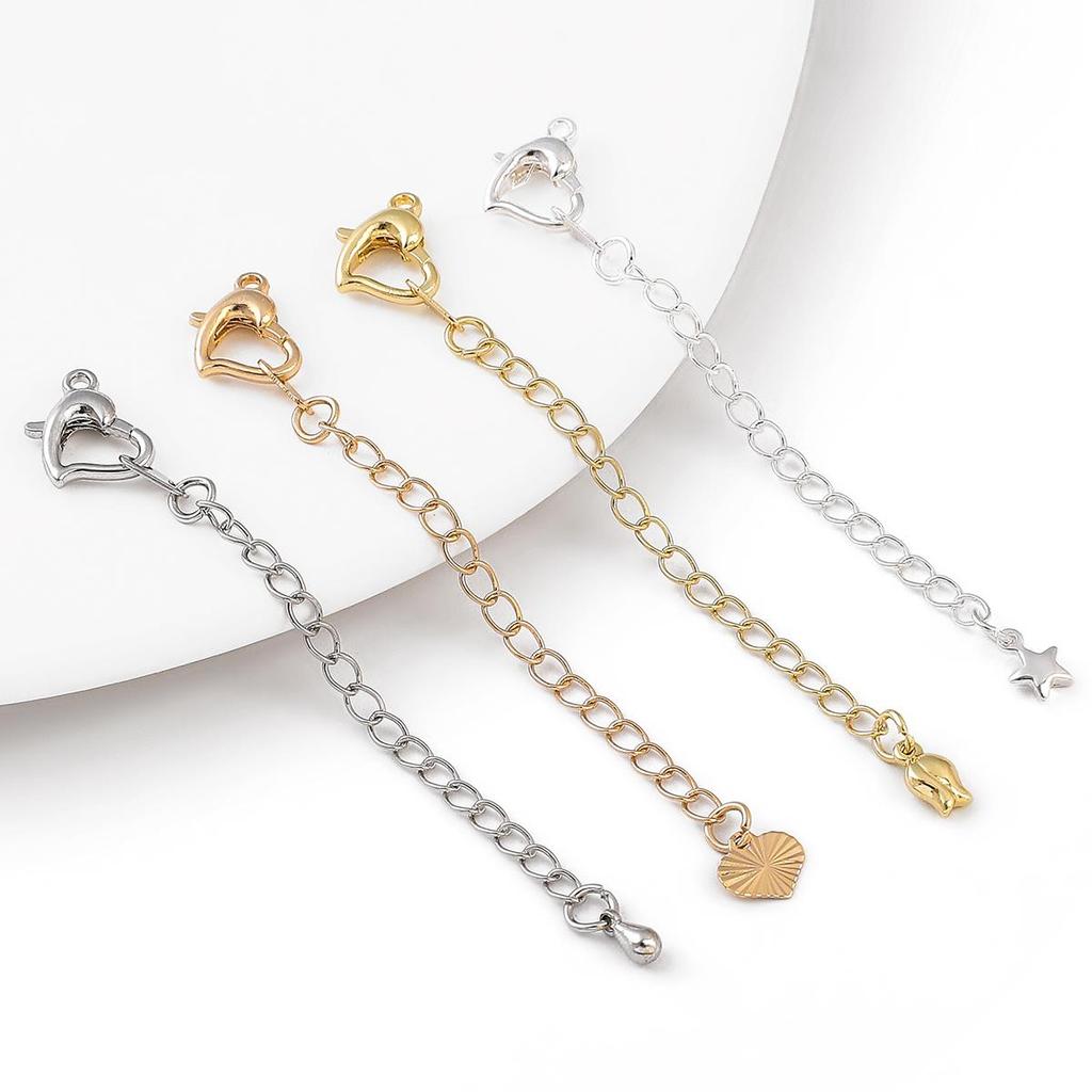 Copper Clad Iron Peach Heart Buckle Tail Chain For DIY Jewelry Making Craft Accessories