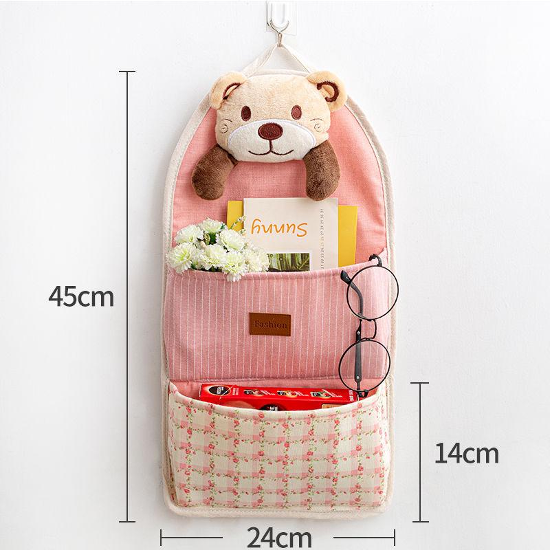 Multi-pocket Lovely Fabric Sundry Storage Bag Dormitory Door Back Wall Hanging Bag Cell Phone Key Storage Hanging Bag Home Organizer