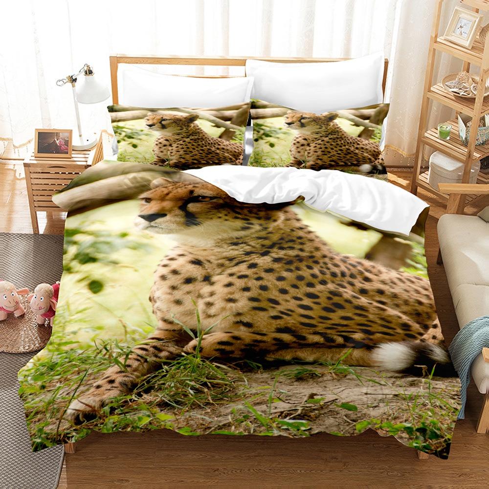 Animal Leopard Bedding Sets Quilt Bed Cover Comforter Duvet Cover Pillow Case 2-3 Pieces Sets Kids Adult Bedroom Decoration