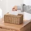 Large Capacity Woven Tissue Box Imitation Rattan Tissue Storage Organizer  Dining-table