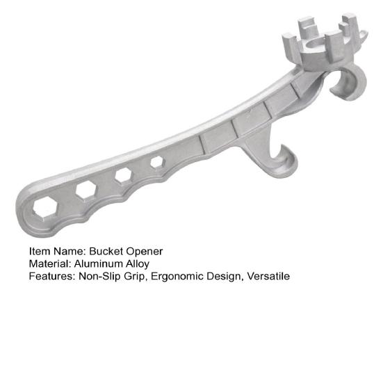 Bucket Opener, 3-in-1 Multi-Function Lid Wrench for 5 to 55 Gallon Buckets, Ergonomic Non-Slip Grip Aluminum Alloy Tool