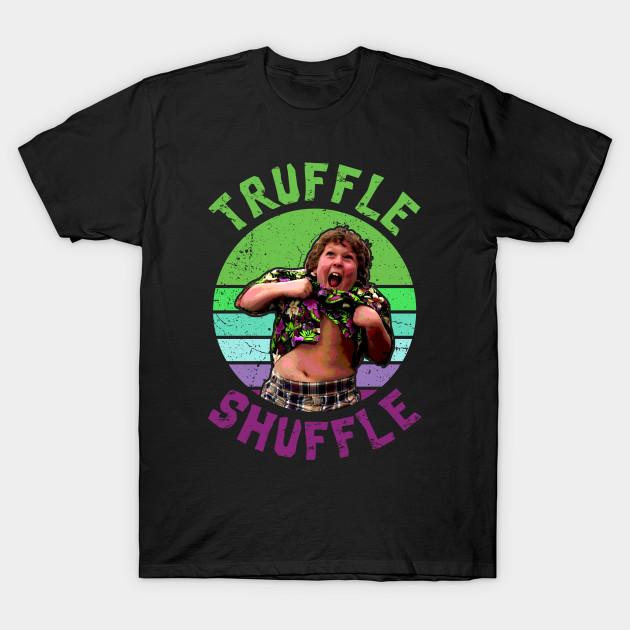 Asian Size Men Black Print T-shirt The Goonies Truffle Shuffle No-Cut Heat Transfer Print Cotton Tshirt