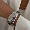 SHIXIN Hip Hop Smooth Gold Color Wide Chain Spring Bangle for Women Punk Metal Geometric Cuff Bracelet Unisex Men Jewelry