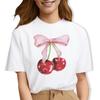 Cherry Bow Print Unisex's T Shirt 2000s Y2k T-Shirt for Girl Cute Summer Tee Shirt Short Sleeve Aesthetic Tops FeUnisex Clothes