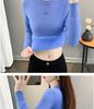 2025 Women's Autumn/Winter Half-High Collar Velvet-Lined Knit Sweater