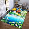 Colorful Artistic Landscape Carpet with House, Trees, and Pond Design Suitable for use as an anti-slip for living room bedroom sofas