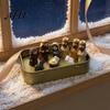 Niche Creative Holiday Present Mini Christmas Nativity Set in A Tin Box, 3D Printed Pocket Size Holy Family Retro Metal Storage Box Figurines,