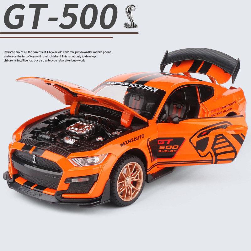 GDKO9 1:24 Ford Mustang Shelby GT500 Alloy Sports Car Diecasts Metal Toy Car Model Simulation Sound Light Collection Kids Gifts A414