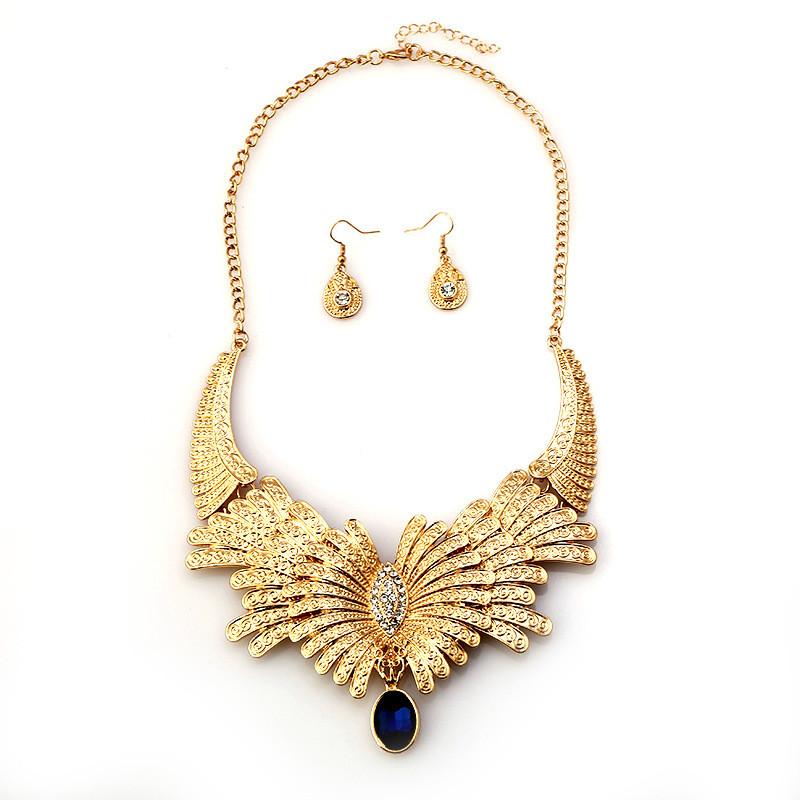 Art Deco Style Alloy Necklace And Drop Earrings Set For Vintage Fashion Enthusiasts