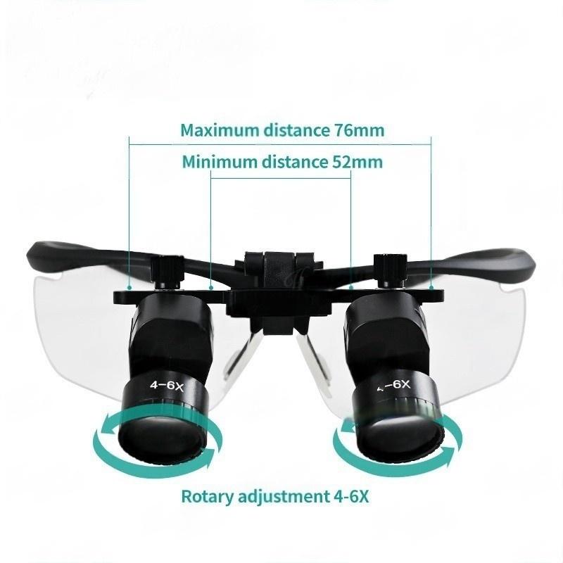 Стоматологические лупы 4X-6X, бинокулярная медицинская лупа с налобным фонарем 5 Вт, зрачок 300-600 мм, регулируемая хирургическая линза, стоматологическое оборудование