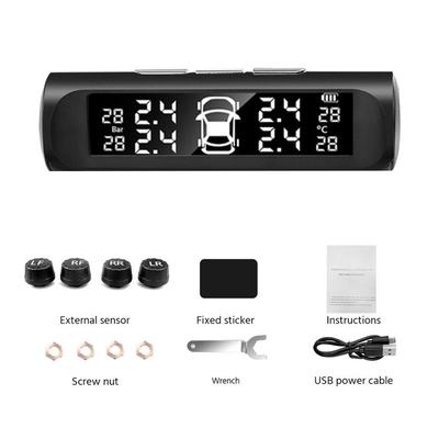 Монитор давления в шинах автомобиля на солнечных батареях TPMS Беспроводная система контроля давления в шинах ЖК-дисплей Автоматический датчик давления в шинах Датчик охранной сигнализации Внутренний AN01