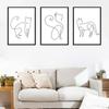 Nordic Minimalist Black and White Line Cat Animal Canvas Painting Home Decoration Hanging Painting Frameless Wall Art Kitchen No Frame
