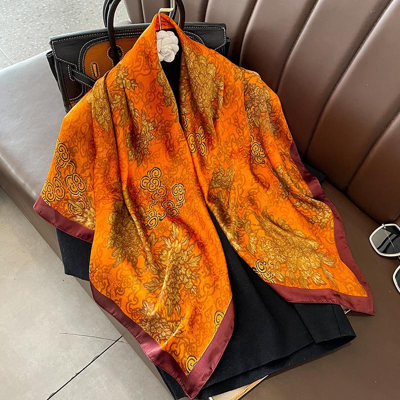 Классический шелковый шарф Женский модный квадратный шелковый шарф