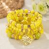4Pcs Boho Crystal Beads Chain Bracelet Set For Women Vintage Heart Charm Elastic Bangle Men Fashion Party Jewelry