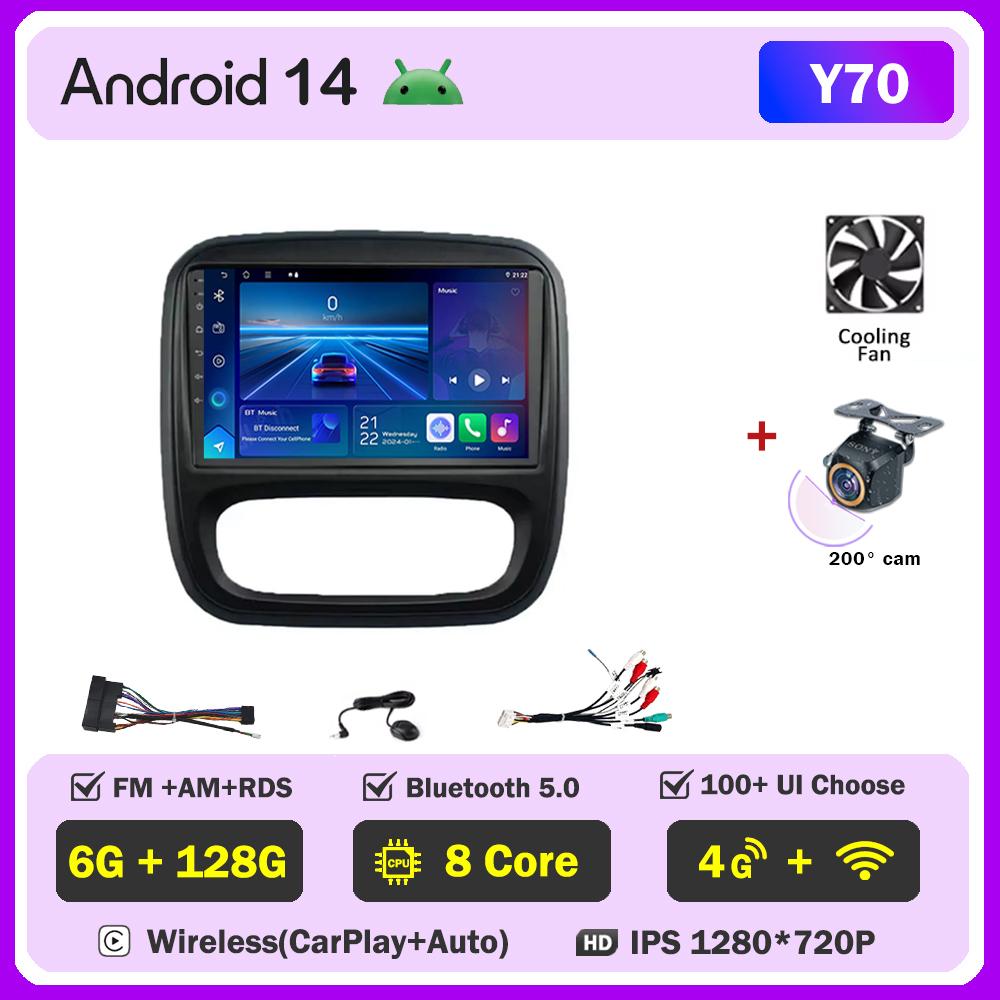 Android 14 интеллектуальные автомобильные системы для Renault Traffic 3 2014 - 2021 для Opel Vivaro B 2014 - 2018 автомобильный радиоплеер стерео головное устройство