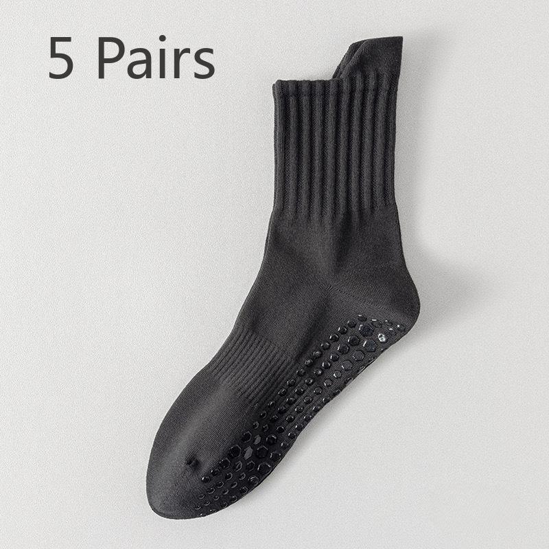 5 Pairs of Full Palm Silicone Non-slip Sports Men's Socks Non-slip Shock-absorbing Running Fitness Sweat-absorbing Breathable Boneless Cotton Socks