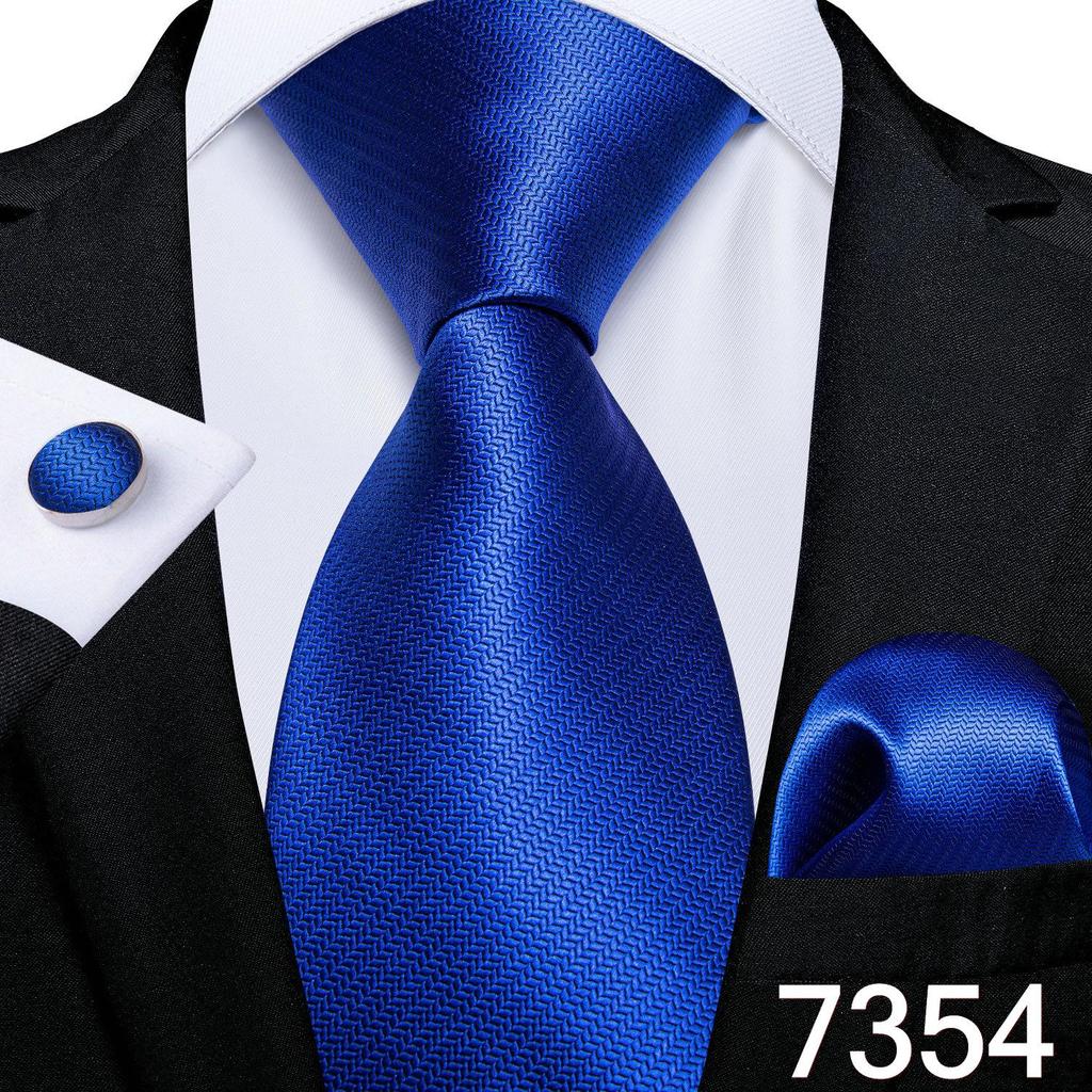 Мужской набор: Шёлковый галстук, карманный платок и запонки