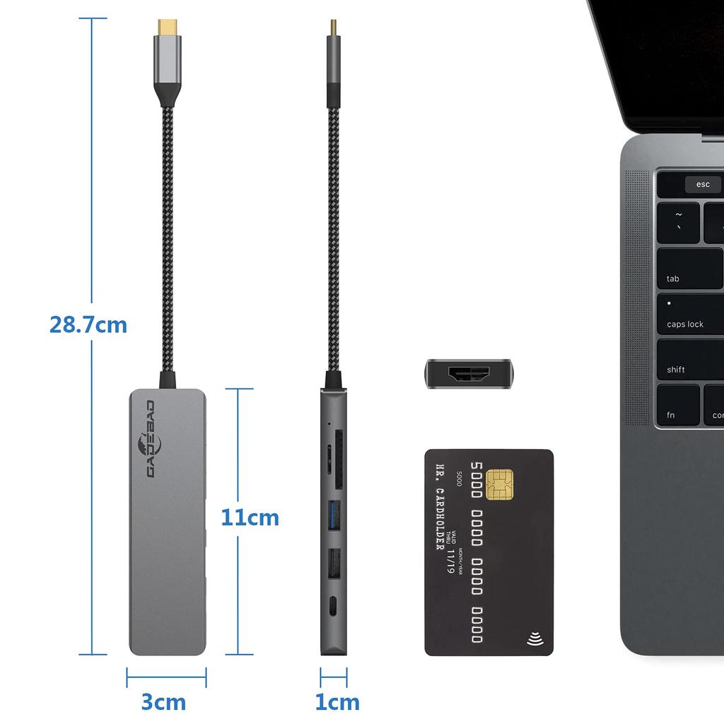 USB C Hub Adapter Type C GADEBAO 4k Hdmi Type C Docking Station Usb Hub High Speed Data Transfer 4K Compatible HDMI Fast PD Charging Port SD TF Card
