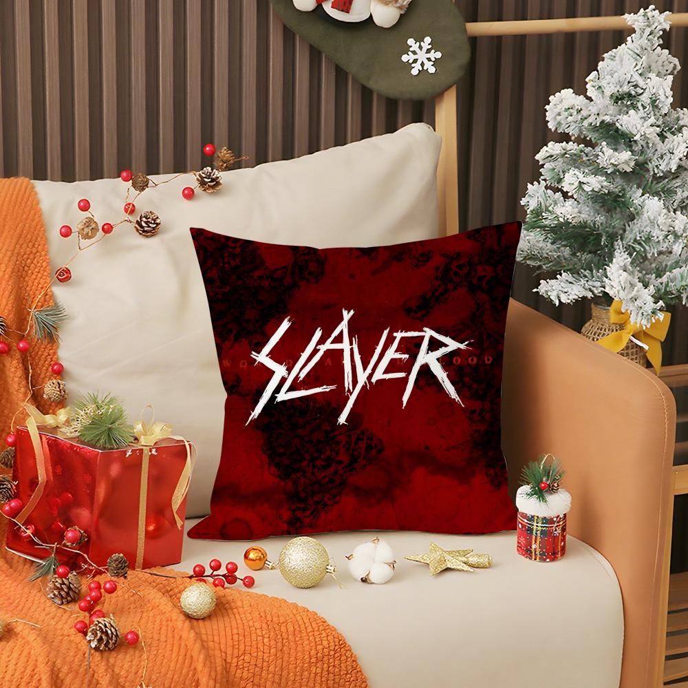 S-Slayer Хэви-метал Рок-группа Наволочка Защита от пылевых клещей Подушка Невидимая молния Шелковистый короткий плюш Чехол на подушку для дивана
