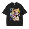 Sailor Moon Внутренние Воины Винтажная Стиранная Оверсайз Футболка | Аниме 90-х Уличная Одежда Футболка