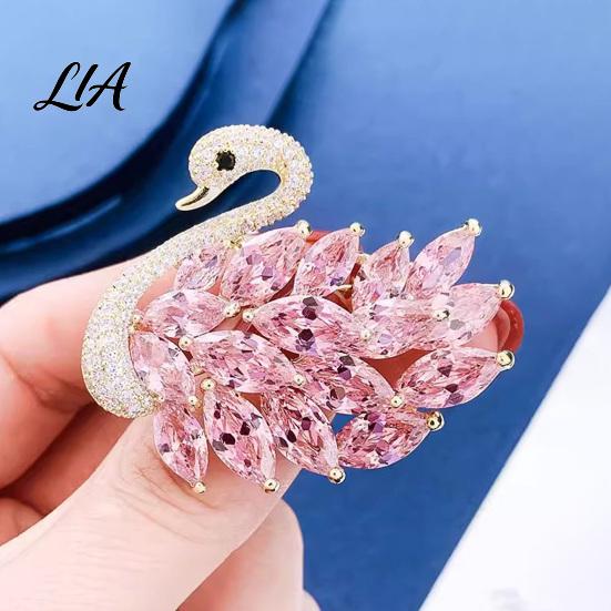 Alloy Clothes Brooch Sparkling Swan for Women, Rhinestone Decorative Lapel Metal Clothing Pins Pin, Animal Shaped Jewelry Suits Coats Sweaters Pin