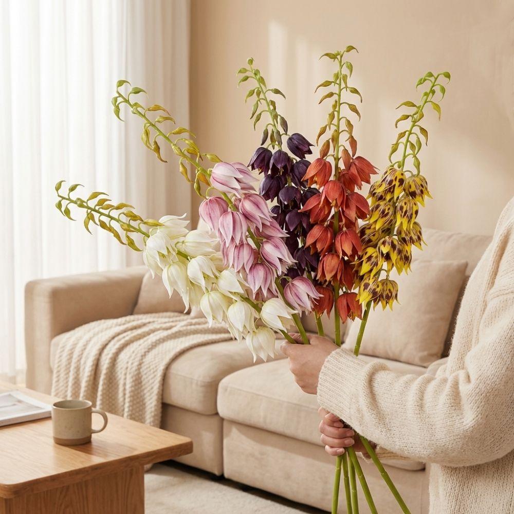 Plastic Yucca Flower Branch Bell Shaped Faux Yucca Elegant Hanging Bell Flower Home Decor