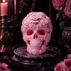 3D Printed Rose Skull Figurine, Durable Plastic Gothic Skull Flowers Sculpture with Detailed Petal And Bone Texture, Matte Finish Halloween Decor Gift