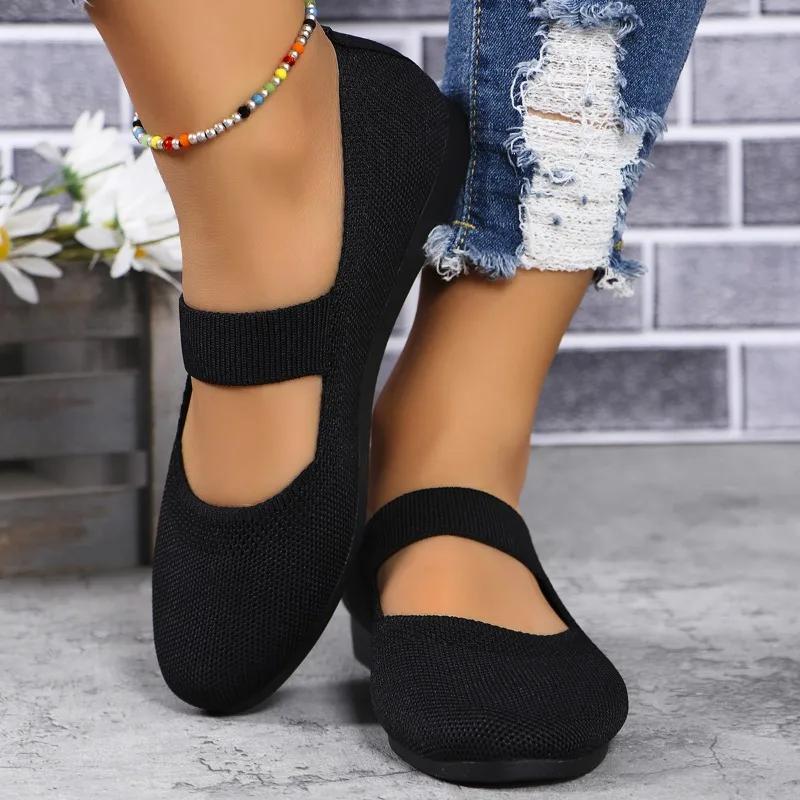 Trendy Flat Shoes 2024 Summer New Mesh Breathable Round Toe Shallow Mouth Daily Casual Women's Non Slip Flat Shoes Zapatos Mujer