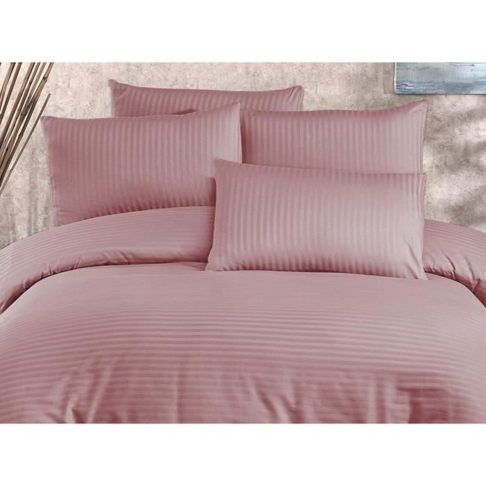 Parure de lit - 1 housse de couette 220 x 240 cm + 2 taies d'oreiller 60 x 60 cm - 70% polyester, 30% coton - Poudre