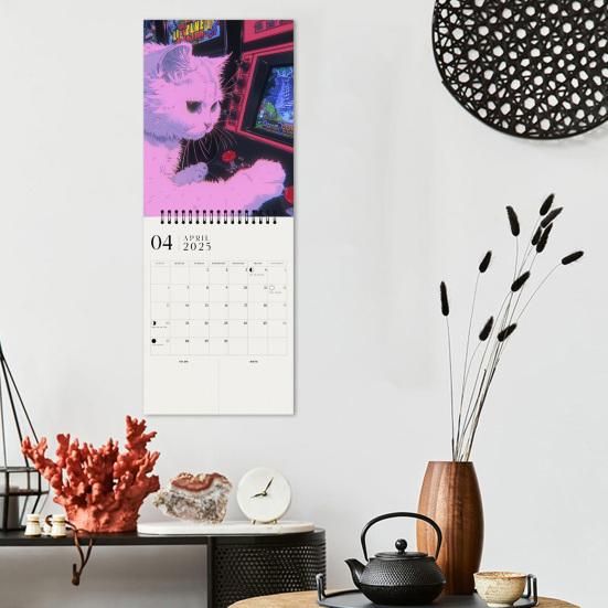 Кошачий настенный календарь 2025 года, ежемесячный планировщик на тему кошек, домашний офис, органайзер для любителей кошек